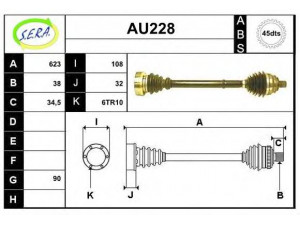 SERA AU228 kardaninis velenas 
 Ratų pavara -> Kardaninis velenas
4A0407271AF, 4A0407271B, 4A0407271CQ