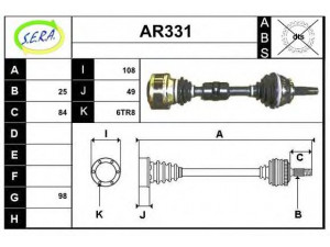 SERA AR331 kardaninis velenas 
 Ratų pavara -> Kardaninis velenas
46307345, 932AB.6AA.E, 71720909