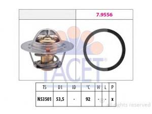 FACET 7.8576 termostatas, aušinimo skystis 
 Aušinimo sistema -> Termostatas/tarpiklis -> Thermostat
3344616, 3449621