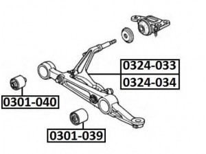 ASVA 0301-040 valdymo svirties/išilginių svirčių įvorė 
 Ašies montavimas/vairavimo mechanizmas/ratai -> Valdymo svirtis/pasukamosios svirties sujungimas -> Montavimas/sutvirtinimas
51392-SR3-003, 51392-SR3-004, 51392-SR3-014