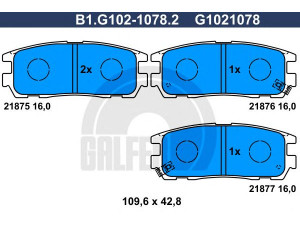 GALFER B1.G102-1078.2 stabdžių trinkelių rinkinys, diskinis stabdys 
 Techninės priežiūros dalys -> Papildomas remontas
97039269, 16 05 019, 16 05 851