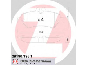ZIMMERMANN 29190.195.1 stabdžių trinkelių rinkinys, diskinis stabdys 
 Techninės priežiūros dalys -> Papildomas remontas
004 420 69 20, 2E0 698 451