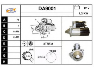 SNRA DA9001 starteris 
 Elektros įranga -> Starterio sistema -> Starteris
M0T81981, M2T47381, M2T47382, M2T47383