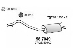 ASSO 58.7049 galinis duslintuvas 
 Išmetimo sistema -> Duslintuvas
044253609AE, 074253609AC, 701253609D