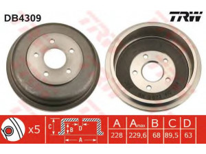 TRW DB4309 stabdžių būgnas 
 Stabdžių sistema -> Būgninis stabdys -> Stabdžių būgnas
1334973, 1334975, 1361302, 1361304