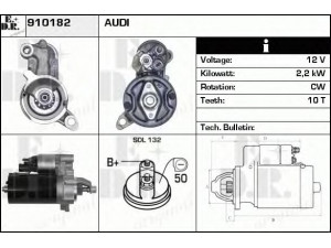 EDR 910182 starteris 
 Elektros įranga -> Starterio sistema -> Starteris
059911021B, 059911021BX, 059911021C