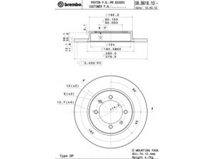 BREMBO 08.B618.10 stabdžių diskas 
 Dviratė transporto priemonės -> Stabdžių sistema -> Stabdžių diskai / priedai
PW823053