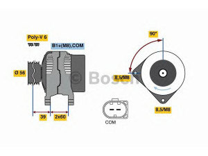 BOSCH 0 986 080 090 kintamosios srovės generatorius 
 Elektros įranga -> Kint. sr. generatorius/dalys -> Kintamosios srovės generatorius
059 903 015 R, 059 903 017 K, 059 903 015 R