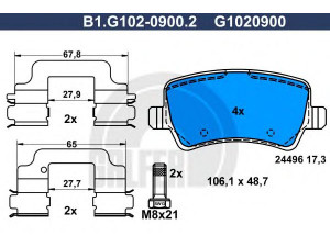 GALFER B1.G102-0900.2 stabdžių trinkelių rinkinys, diskinis stabdys 
 Techninės priežiūros dalys -> Papildomas remontas
30671574, 30742491, 30794554