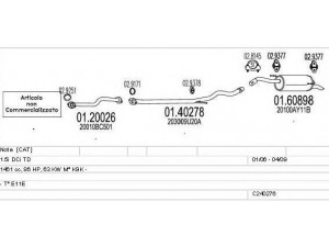 MTS C240276010497 išmetimo sistema 
 Išmetimo sistema -> Išmetimo sistema, visa