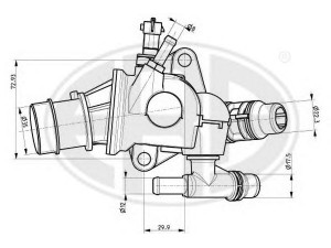 ERA 350332 termostatas, aušinimo skystis 
 Aušinimo sistema -> Termostatas/tarpiklis -> Thermostat
55220808