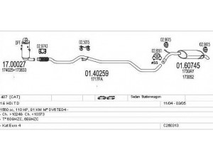MTS C260313006221 išmetimo sistema 
 Išmetimo sistema -> Išmetimo sistema, visa