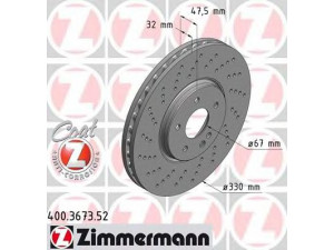 ZIMMERMANN 400.3673.52 stabdžių diskas 
 Stabdžių sistema -> Diskinis stabdys -> Stabdžių diskas
5135 475AA, 210 421 2312, 210 421 26 1264