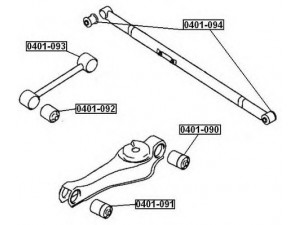 ASVA 0401-090 valdymo svirties/išilginių svirčių įvorė 
 Ašies montavimas/vairavimo mechanizmas/ratai -> Valdymo svirtis/pasukamosios svirties sujungimas -> Montavimas/sutvirtinimas
MB951814
