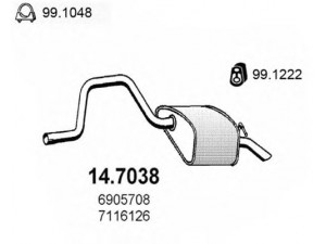 ASSO 14.7038 galinis duslintuvas 
 Išmetimo sistema -> Duslintuvas
1002651, 1011120, 1040545, 1041173