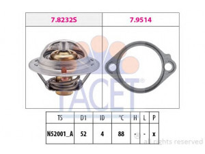 FACET 7.8232 termostatas, aušinimo skystis 
 Aušinimo sistema -> Termostatas/tarpiklis -> Thermostat
MD-005131, MD-972903, MD-997221