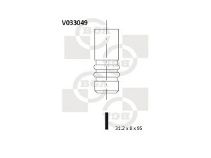BGA V033049 išleidimo vožtuvas 
 Variklis -> Variklio uždegimo laiko reguliavimo kontrolė -> Vožtuvų eilė -> Vožtuvai/dalys
74109611