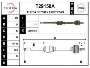 EAI T29150A kardaninis velenas 
 Ratų pavara -> Kardaninis velenas
32734T, 32736G
