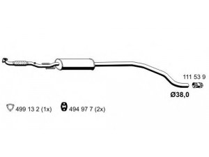 ERNST 012140 vidurinis duslintuvas 
 Išmetimo sistema -> Duslintuvas
58 52 596, 13220794