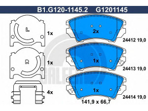 GALFER B1.G120-1145.2 stabdžių trinkelių rinkinys, diskinis stabdys 
 Techninės priežiūros dalys -> Papildomas remontas
13237751, 16 05 232, 16 05 434