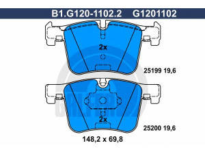 GALFER B1.G120-1102.2 stabdžių trinkelių rinkinys, diskinis stabdys 
 Techninės priežiūros dalys -> Papildomas remontas
34 10 6 799 801, 34 10 6 859 181