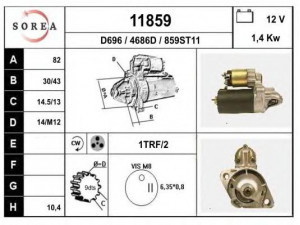 EAI 11859 starteris 
 Elektros įranga -> Starterio sistema -> Starteris
078911023D