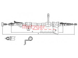 METZGER 451.11 trosas, stovėjimo stabdys 
 Stabdžių sistema -> Valdymo svirtys/trosai
60630814, 60661490