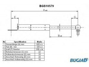 BUGIAD BGS10579 dujinė spyruoklė, bagažinė 
 Priedai -> Bagažinė/pakrovimo skyrius
90450-57A26, 90450-57A27