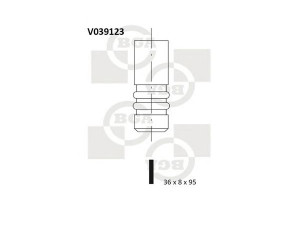 BGA V039123 įleidimo vožtuvas 
 Variklis -> Variklio uždegimo laiko reguliavimo kontrolė -> Vožtuvų eilė -> Vožtuvai/dalys
069109601F, 069109601G