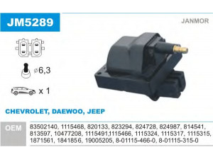 JANMOR JM5289 ritė, uždegimas 
 Kibirkšties / kaitinamasis uždegimas -> Uždegimo ritė
83502140, 8-01115-315-0, 8-01115-466-0