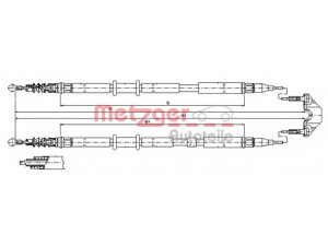 METZGER 11.5952 trosas, stovėjimo stabdys 
 Stabdžių sistema -> Valdymo svirtys/trosai
13157062, 13220099, 13237271, 522029