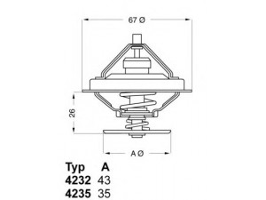 WAHLER 4232.80D termostatas, aušinimo skystis 
 Aušinimo sistema -> Termostatas/tarpiklis -> Thermostat
11 53 1 264 668, 11 53 1 265 085