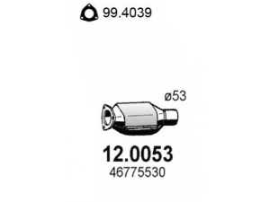ASSO 12.0053 katalizatoriaus keitiklis 
 Išmetimo sistema -> Katalizatoriaus keitiklis
46524758, 46539906, 46775530