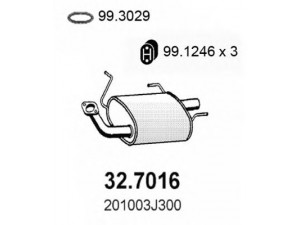 ASSO 32.7016 galinis duslintuvas 
 Išmetimo sistema -> Duslintuvas
201003J300, 201003J300KE, 201009F700