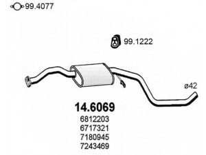 ASSO 14.6069 vidurinis duslintuvas 
 Išmetimo sistema -> Duslintuvas
1101708, 1495882, 6573018, 6717321
