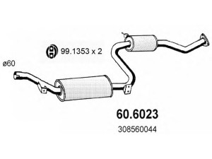 ASSO 60.6023 vidurinis duslintuvas 
 Išmetimo sistema -> Duslintuvas
30856004, 308560044