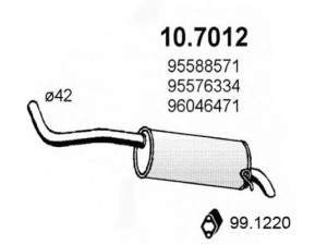 ASSO 10.7012 galinis duslintuvas 
 Išmetimo sistema -> Duslintuvas
1726K6, 95576334, 95588571, 96046471