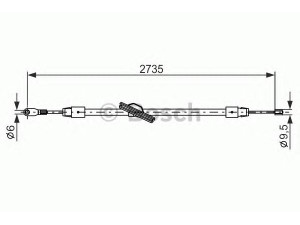 BOSCH 1 987 477 845 trosas, stovėjimo stabdys 
 Stabdžių sistema -> Valdymo svirtys/trosai
203 420 01 85, 203 420 09 85, A 203 420 01 85