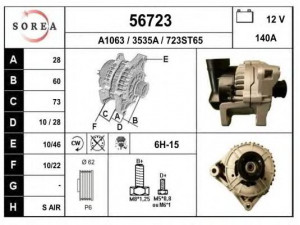 EAI 56723 kintamosios srovės generatorius 
 Elektros įranga -> Kint. sr. generatorius/dalys -> Kintamosios srovės generatorius
12311738351, 12311738515, 12311744563