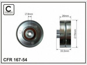 CAFFARO 167-54 kreipiantysis skriemulys, V formos rumbuotas diržas 
 Diržinė pavara -> V formos rumbuotas diržas/komplektas -> Laisvasis/kreipiamasis skriemulys
68027602AA, 6482249, 7053546, 7503546