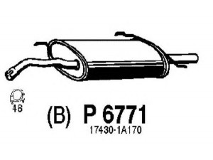 FENNO P6771 galinis duslintuvas 
 Išmetimo sistema -> Duslintuvas
17430-1A170, 17430-74450, 17430-74451