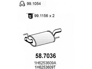 ASSO 58.7036 galinis duslintuvas 
 Išmetimo sistema -> Duslintuvas
1H6253609A, 1H6253609AE, 1H6253609G