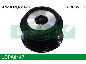 LUCAS ENGINE DRIVE LOPA0147 laisvos eigos sankaba, kint. sr. generatorius 
 Diržinė pavara -> Laisvos eigos sankaba, kint. sr. generatorius
04861506AB, 04861506AD, 04861506AE