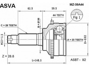 ASVA MZ-39A44 jungčių komplektas, kardaninis velenas 
 Ratų pavara -> Sujungimai/komplektas
GG01-25-50X, GG01-25-60X, GG01-25-60XB