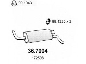 ASSO 36.7004 galinis duslintuvas 
 Išmetimo sistema -> Duslintuvas
172558, 172598, 7910032652, 9150995880