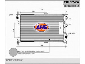 AHE 110.124/A radiatorius, variklio aušinimas 
 Aušinimo sistema -> Radiatorius/alyvos aušintuvas -> Radiatorius/dalys
4367089