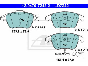 ATE 13.0470-7242.2 stabdžių trinkelių rinkinys, diskinis stabdys 
 Techninės priežiūros dalys -> Papildomas remontas
7N0 698 151, 5N0 698 151, 5N0 698 151 A