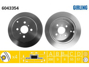 GIRLING 6043354 stabdžių diskas 
 Stabdžių sistema -> Diskinis stabdys -> Stabdžių diskas
424310D050, 4243112210, 4243112250