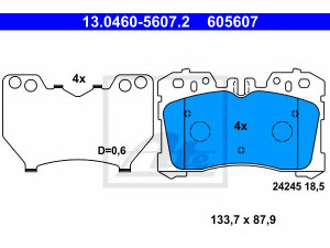 ATE 13.0460-5607.2 stabdžių trinkelių rinkinys, diskinis stabdys 
 Techninės priežiūros dalys -> Papildomas remontas
04465-0W110