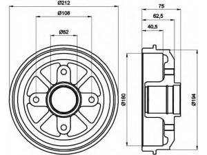HELLA 8DT 355 301-311 stabdžių būgnas 
 Stabdžių sistema -> Būgninis stabdys -> Stabdžių būgnas
424734, 424734